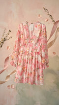 Blush Garden Floral V-Neck Mini Dress