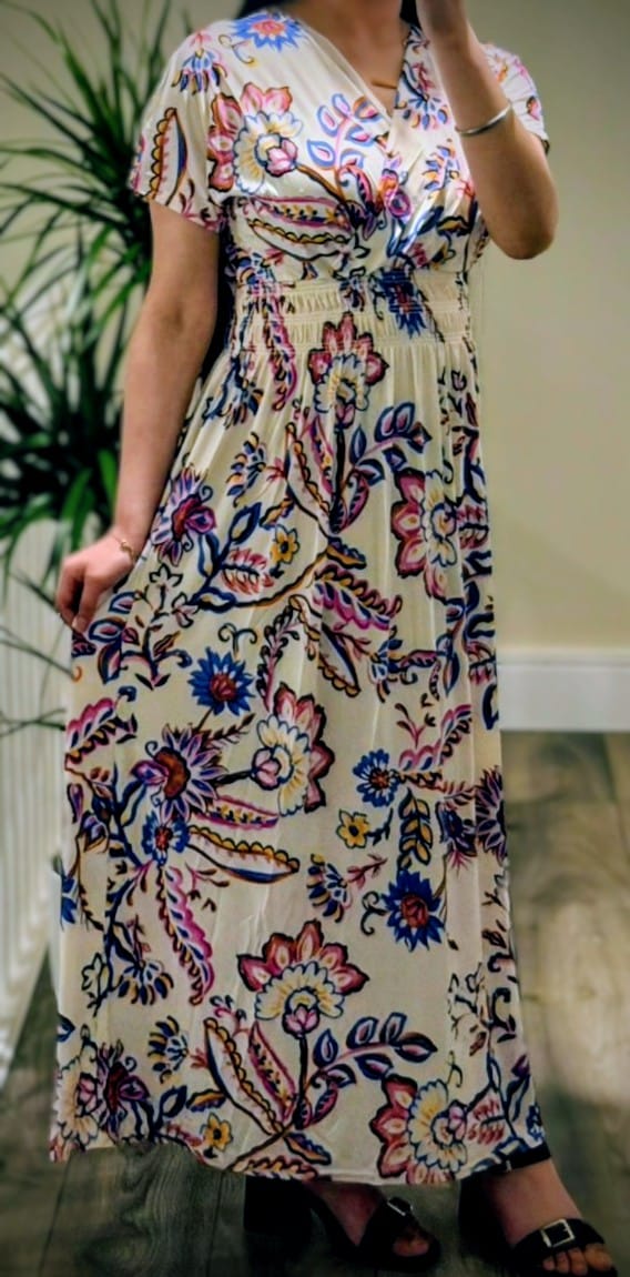 Paisley Wrap V-Neck Maxi Dress