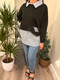 Layered 2-in-1 Striped Sweatshirt