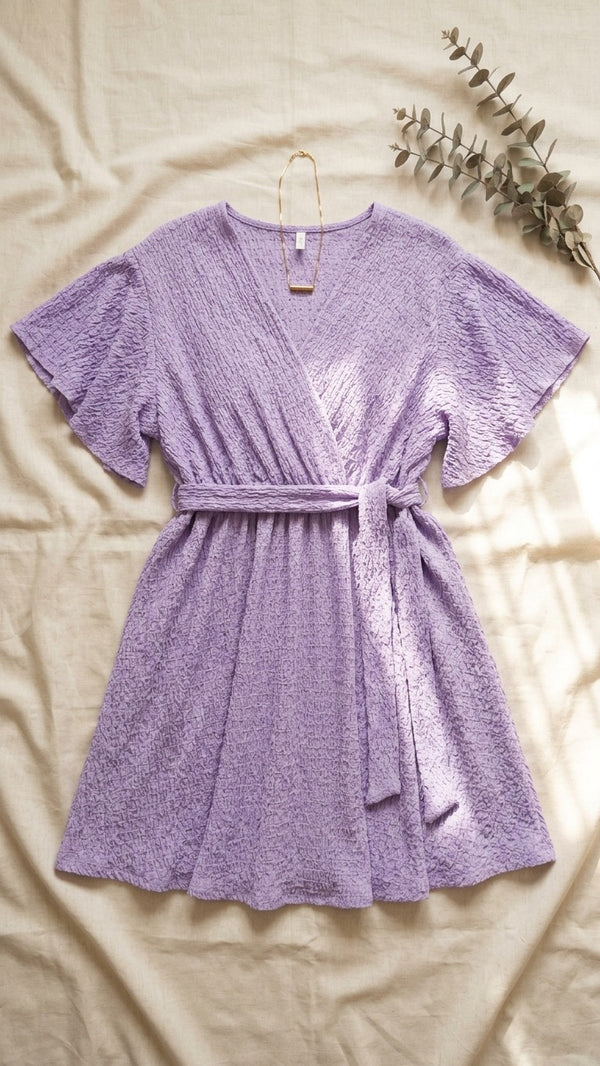 Textured Wrap Mini Dress