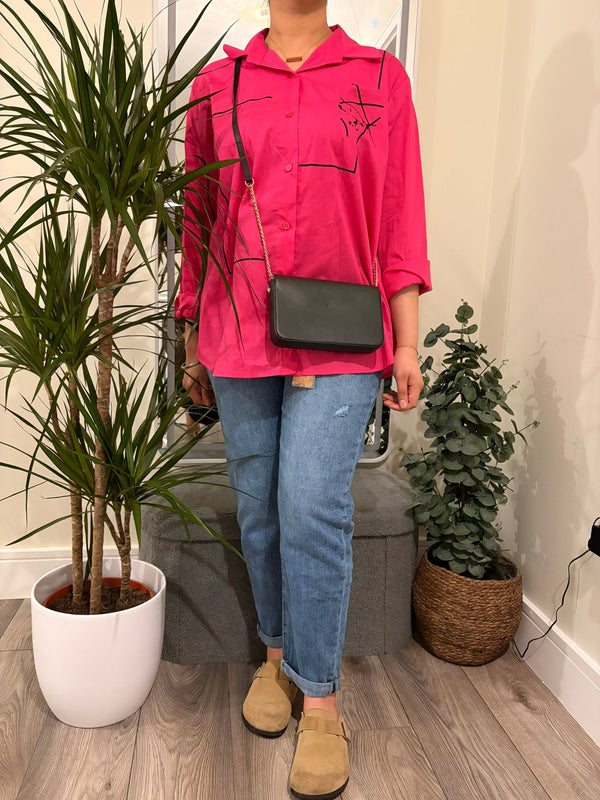 Hot Pink Embroidered Shirt