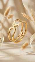 Gold Geometric Hinged Cuff Bracelet
