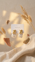 Modern Abstract Gold-Toned & Pearl-Effect Statement Studs
