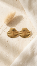 Elegant Gold-Finished Stainless Steel Scallop Shell Studs