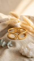 Gold Geometric Hinged Cuff Bracelet
