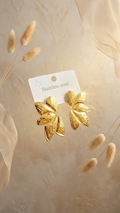 Botanical Gold-Finished Stainless Steel Leaf Studs