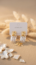 Modern Abstract Gold-Toned & Pearl-Effect Statement Studs