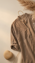 Earthy Elegance Embroidered Panel Tunic Dress