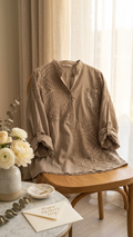 Earthy Elegance Embroidered Panel Tunic Dress