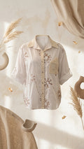 Boho Floral Embroidered Crochet Shirt